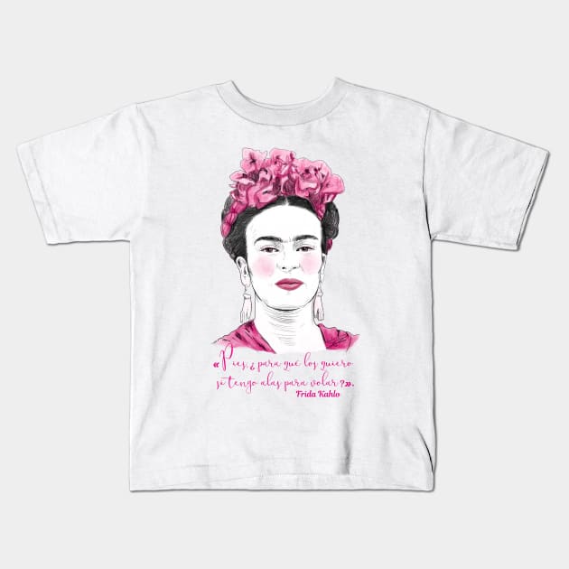 Frida "Pies para qué los quiero..." Kids T-Shirt by Pendientera